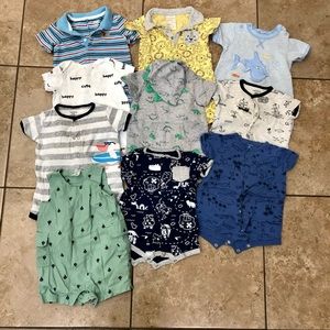 Bundle of Nine 6-9M Boys Rompers